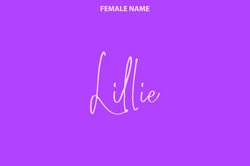 Girl Name Alphabetical Text  Lillie on Purple Background