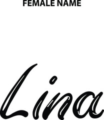Lina Outline Typography Text Design Given Girl Name  © Pleasant Mode