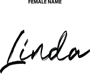  Linda English Girl's Name Text Brush Lettering