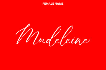 Typography Personal Female Names Madeleine on Red Background