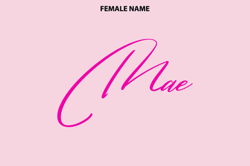 Typography Personal Female Names Mae on Pink Background