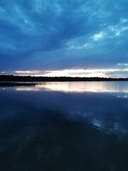 Sonnenuntergang, See, Wolken, Wasser