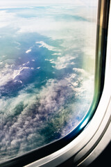 View form the airplane window on the clouds