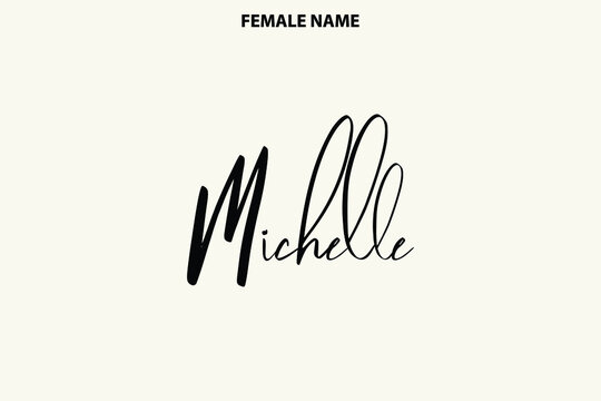 Michelle Female Name Handwritten Lettering Logo on Light Yellow Background