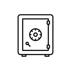 Money safe and Locker line icon. Bank safe box and strongbox vector outline sign.