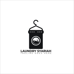 washing machine and mosque vector logo for laundry business