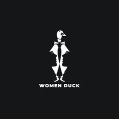 slang duck and woman silhouette vector logo