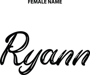 Obraz premium Ryann Outline Text Lettering Girl Name Design