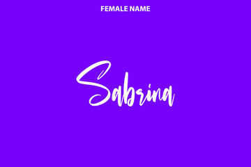 Typographic Spelling of The Girl Name Sabrina on Purple Background