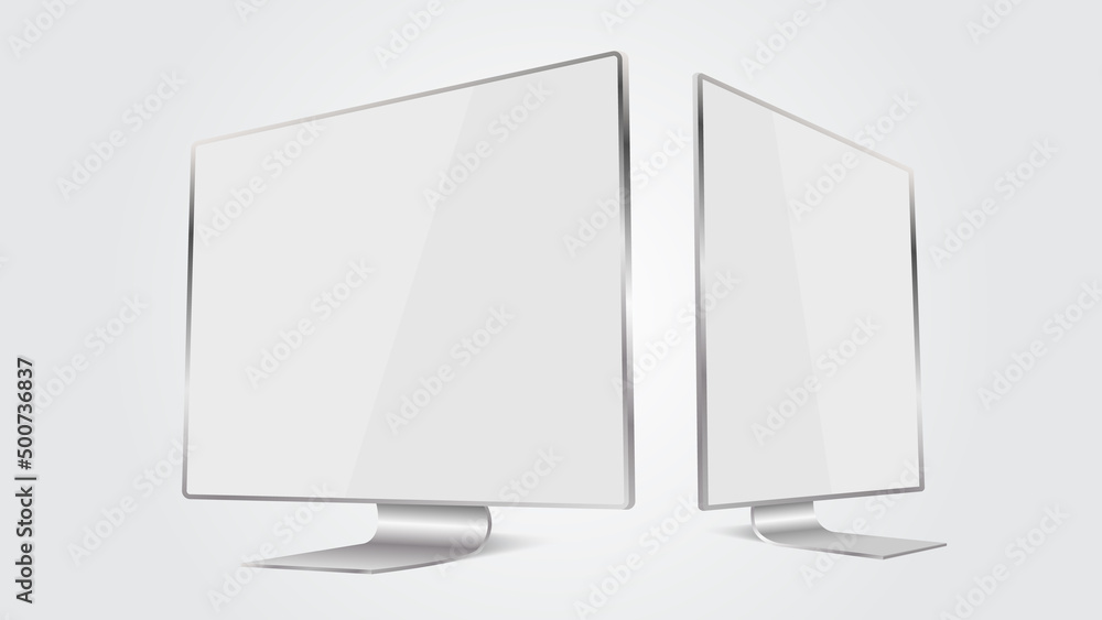 Aufkleber layout of computer monitor. white screen background to showcase modern style design project. monitor
