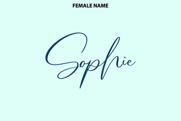 Word Art Person Female Name Sophie  Vector Graphic on Cyan Background