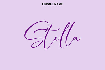 Hand Drawn Vector Girl Name Stella on Light Purple Background - obrazy, fototapety, plakaty