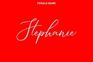 Typographic Spelling of The Girl Name Stephanie on Red Background