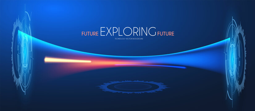Futuristic motion light effect. Si fi abstract backgroud. Fluid color space.