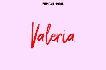 Word Art Person Female Name  Valeria  Vector Graphic on Pink Background