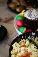 close up of a plate with salad