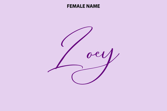 Text Lettering Female First Name Zoey on Light Purple Background