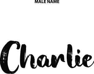 Charlie Boy Name in Stylish Grunge Bold Typography Text Sign - obrazy, fototapety, plakaty