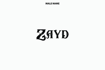 Boy Name Zayd in Stylish Typography Text Sign
