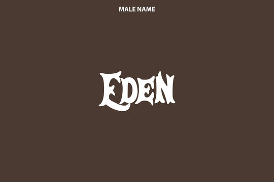 Eden - Gold text on black background - 3D rendered royalty free