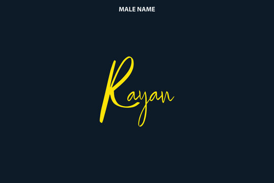 Boy Name Rayan Handwritten Cursive Typography Text