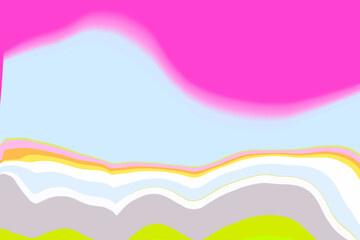 PINK BLUE LEMON COLOUR WAVES FUN ILLUSTRATION 