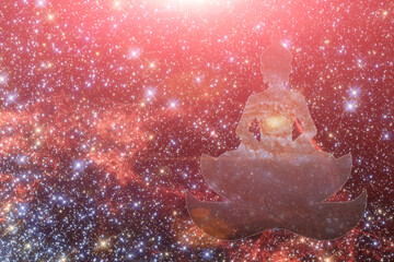 vesak, buddha in a lotus in the galaxy,Buddha Jayanti,Tibetan Buddhism,Parinirvana Day,Element of...