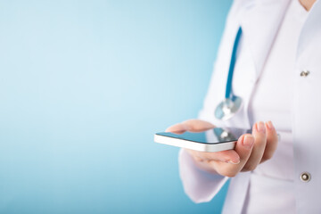 phone in the hands of a doctor, medical technology, mobile applications for medicine, digital mockup models