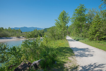 walkway from Bad Tolz to Lenggries, along Isar river, upper bavaria