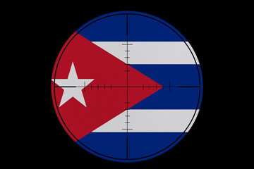Naklejka na ściany i meble Sniper sight. Conceptual graphics in colors of national flag. Cuba