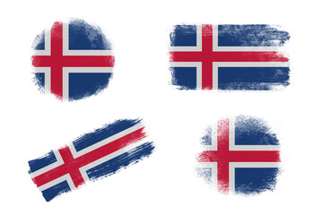 Sublimation backgrounds set on white background. Abstract shapes in colors of national flag. Iceland