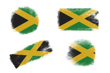 Sublimation backgrounds set on white background. Abstract shapes in colors of national flag. Jamaica