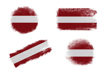 Sublimation backgrounds set on white background. Abstract shapes in colors of national flag. Latvia