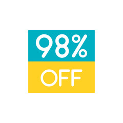 Up To 98% Off Special Offer sale sticker on white. Vector