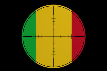 Sniper sight. Conceptual graphics in colors of national flag. Mali