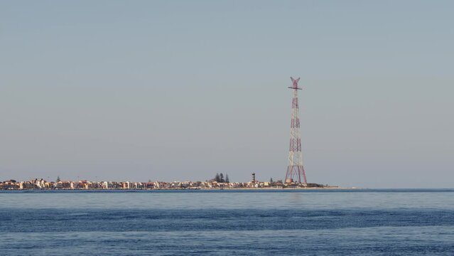 Pylon of Torre Faro on the Strait of Messina overlooking the sea