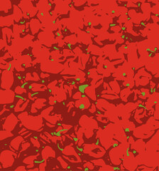 Abstract vector background with red and green random shapes, chili color. 3 colors.