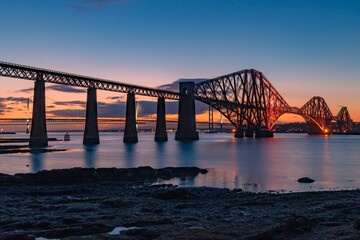 Fototapeta na wymiar Forth Bridge in Scotland at Sunset