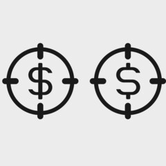 Sniper illustration logo aiming at the dollar
