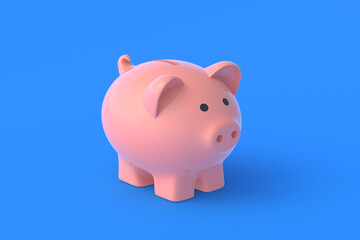 Piggy bank on blue background. 3d render