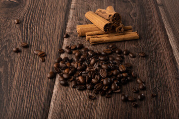 Coffee beans and cinnamon