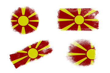 Sublimation backgrounds set on white background. Abstract shapes in colors of national flag. Macedonia