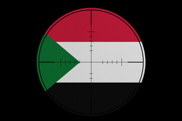 Sniper sight. Conceptual graphics in colors of national flag. Sudan