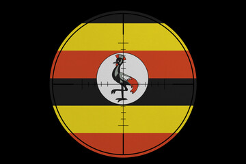 Obraz premium Sniper sight. Conceptual graphics in colors of national flag. Uganda