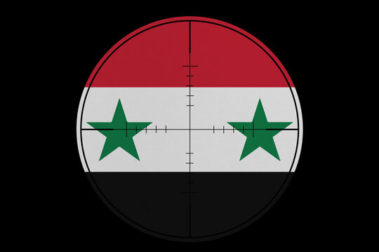 recommend clip art: Sniper sight. Conceptual graphics in colors of national flag. Syria