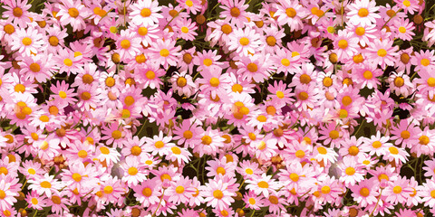 満開のピンクの花々　シームレスなパターン