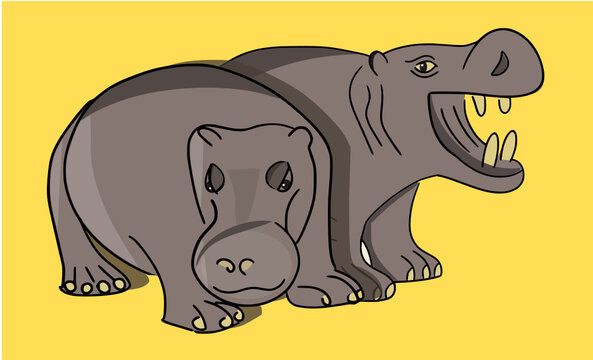 Illustration de deux hippopotames