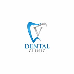 Letter V Teeth Logo design template