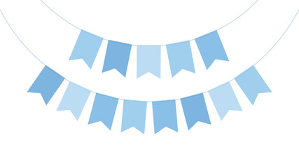 四角いガーランドのイラスト素材_水色_16:9