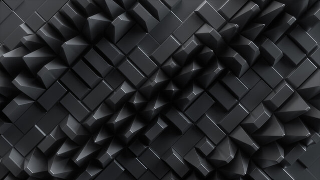 3d render, abstract black background with geometrical texture, modern technology wallpaper